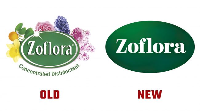 Historia de logotipos nuevos y antiguos de Zoflora