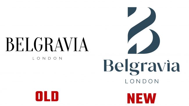 Belgravia London nuevo y antiguo Logotipo (historial)