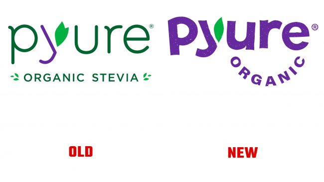 Pyure Organic antiguo y nuevo logotipo (historia)