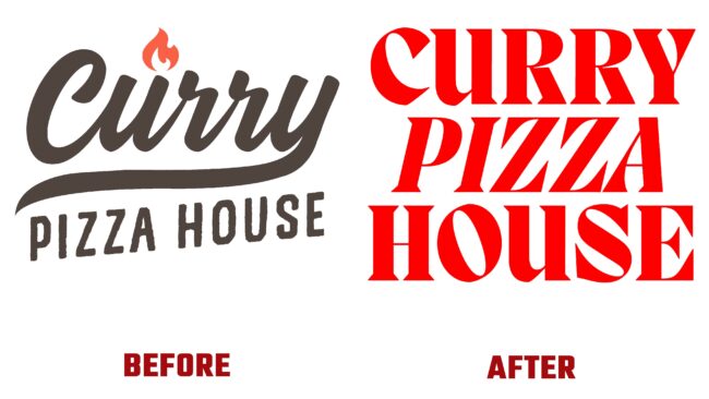 Curry Pizza House Antes y Después del Logotipo (historia)