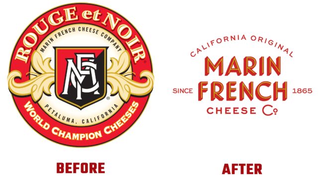 Marin French Cheese Antes y Después del Logotipo (historia)