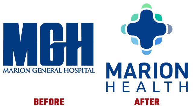 Marion Health Antes y Despues del Logotipo (historia)