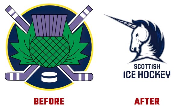 Scottish Ice Hockey Antes y Despues del Logotipo (historia)