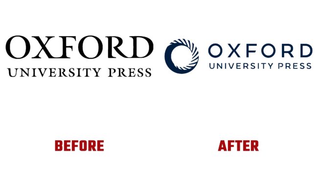 Oxford University Press Antes y Despues del Logotipo (historia)