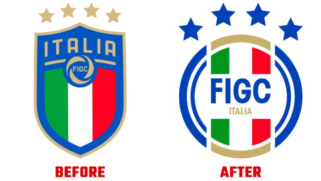 Italian Football Federation Antes y Despues del Logotipo (historia)