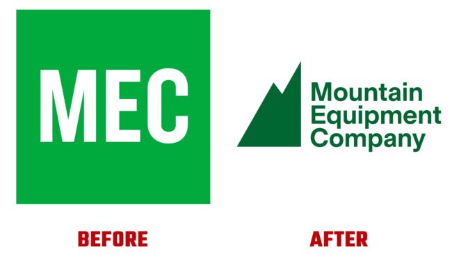 Mountain Equipment Company (MEC) Antes y Despues del Logotipo