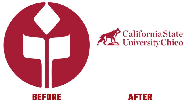 California State University Chico Antes y Despues del Logotipo (historia)
