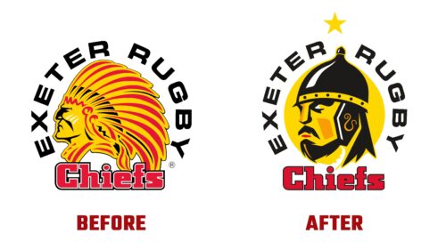 Exeter Chiefs Antes y Despues del Logotipo (historia)