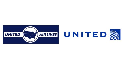 United Airlines logotipos de empresas antes y ahora