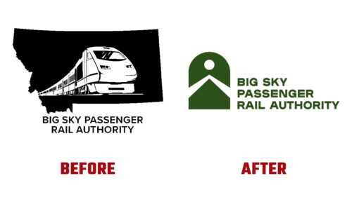 Big Sky Passenger Rail Authority Antes y Despues del Logotipo (Historia)